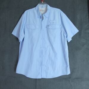The American Outdoorsman Shirt Mens Size XL Blue Fishing Vented Short Sleeve UPF